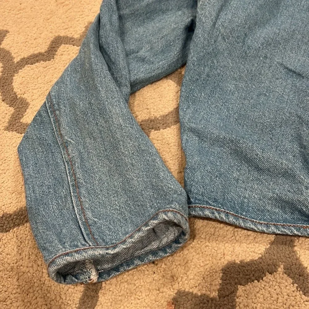 ellen ashley cropped denim jacket size M made in USA 100% cotton EUC one button